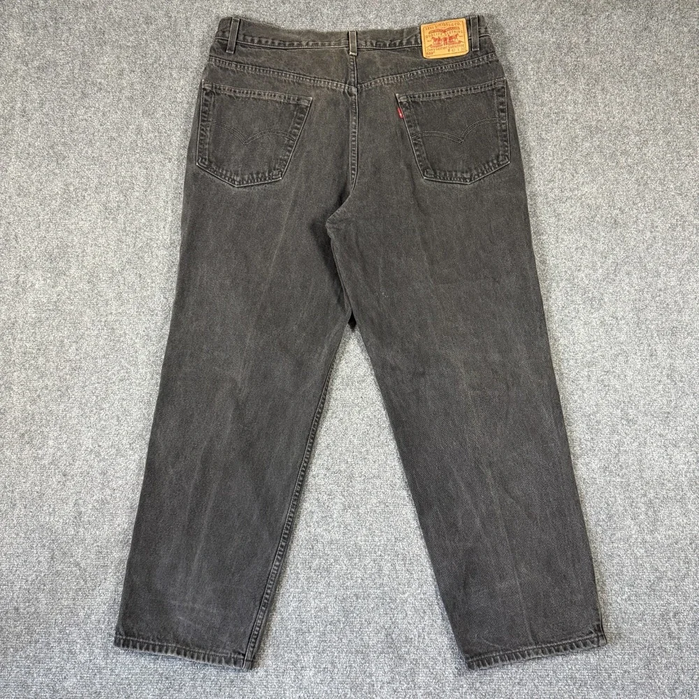 Levis 550 Relaxed Fit Jeans Mens 42x30 Black Wash Tapered Leg Pants *READ